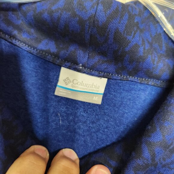 Columbia Woman’s Lodge Funnel Pullover Blue & Black Fleece Lined Size Medium - Picture 10 of 15